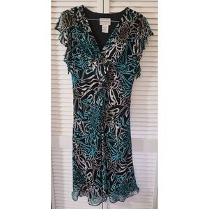 Karin Stevens Dress Butterfly Sleeve Art Nouveau Floral Dress Size 14